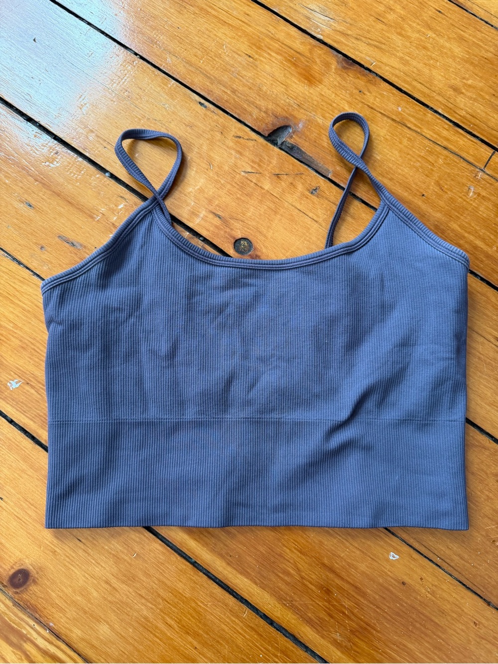 Athleta Ribbed Spaghetti Strap Cropped Tank - Slate Blue
